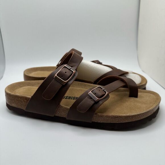 CUSHIONAIRE Women's Cork Footbed Sandal With +Comfort 8.5 BROWN - Picture 1 of 7